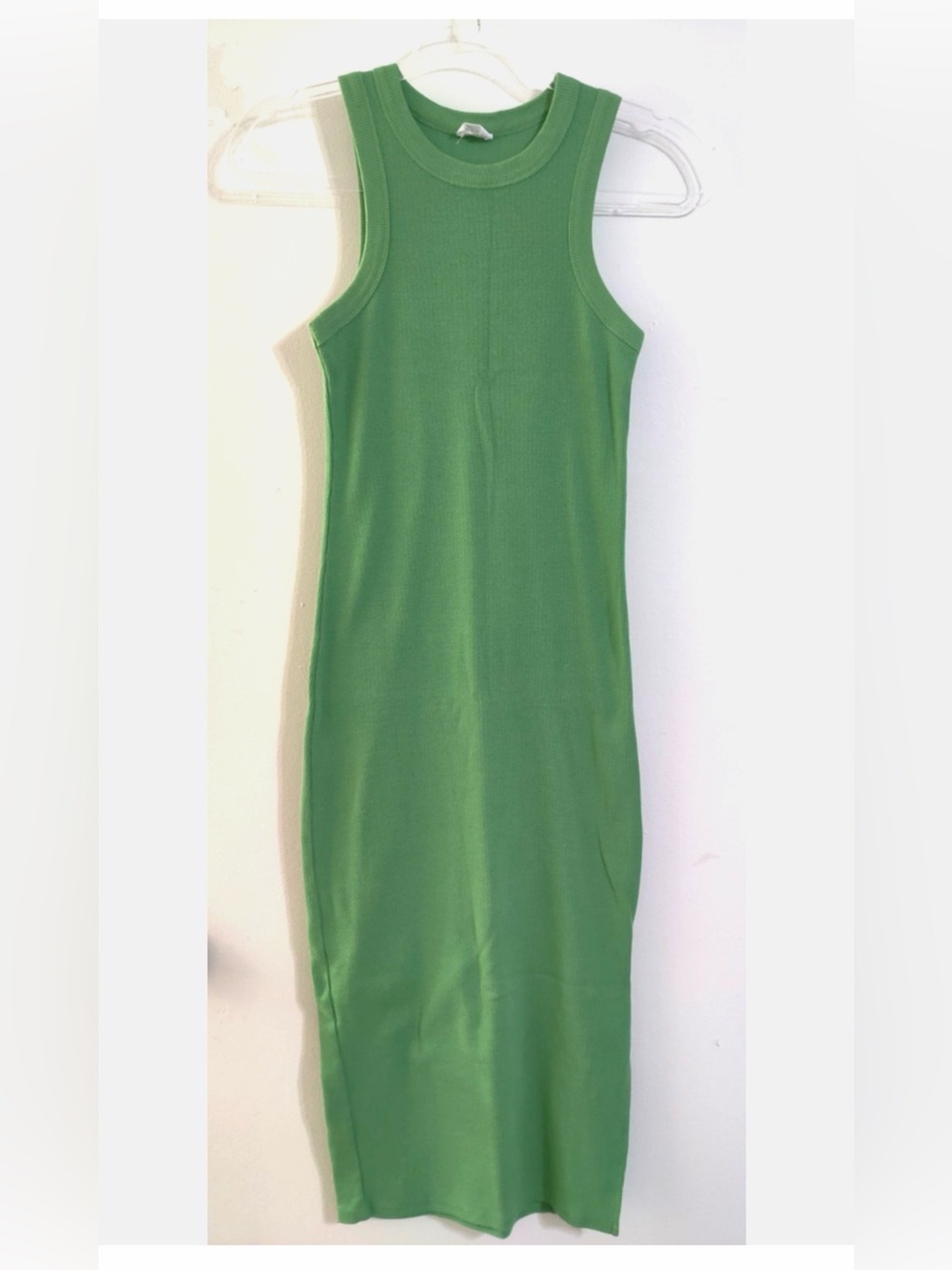 Cotton On Bright Green Sleeveless Ribbed Midi Dress S